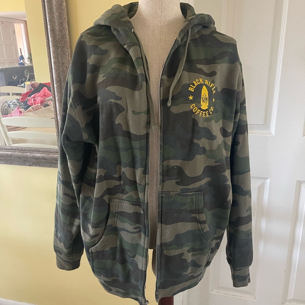 Black Rifle Coffee Company Camo Zip Up Hoodie - Size Large